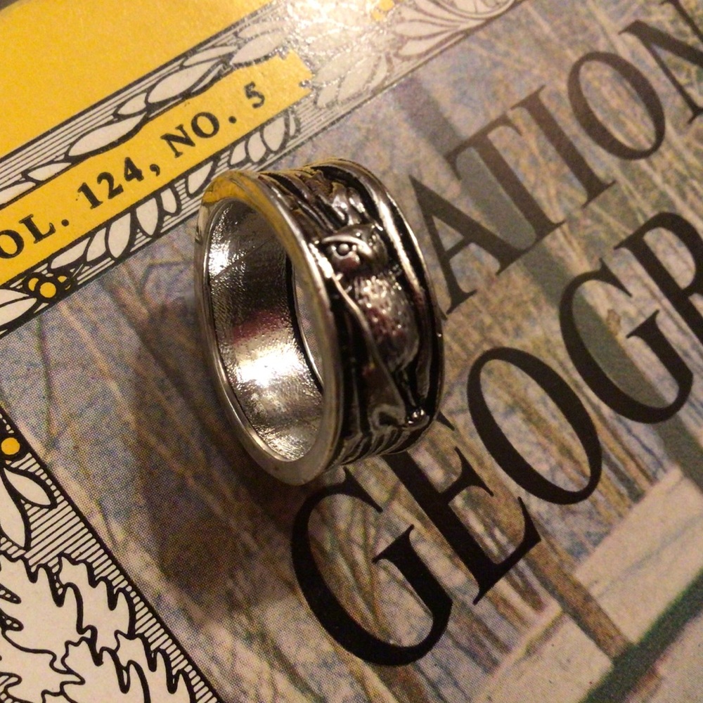 Stunning silver OWL in tree ring band DETAILING 11 - Picture 5 of 16